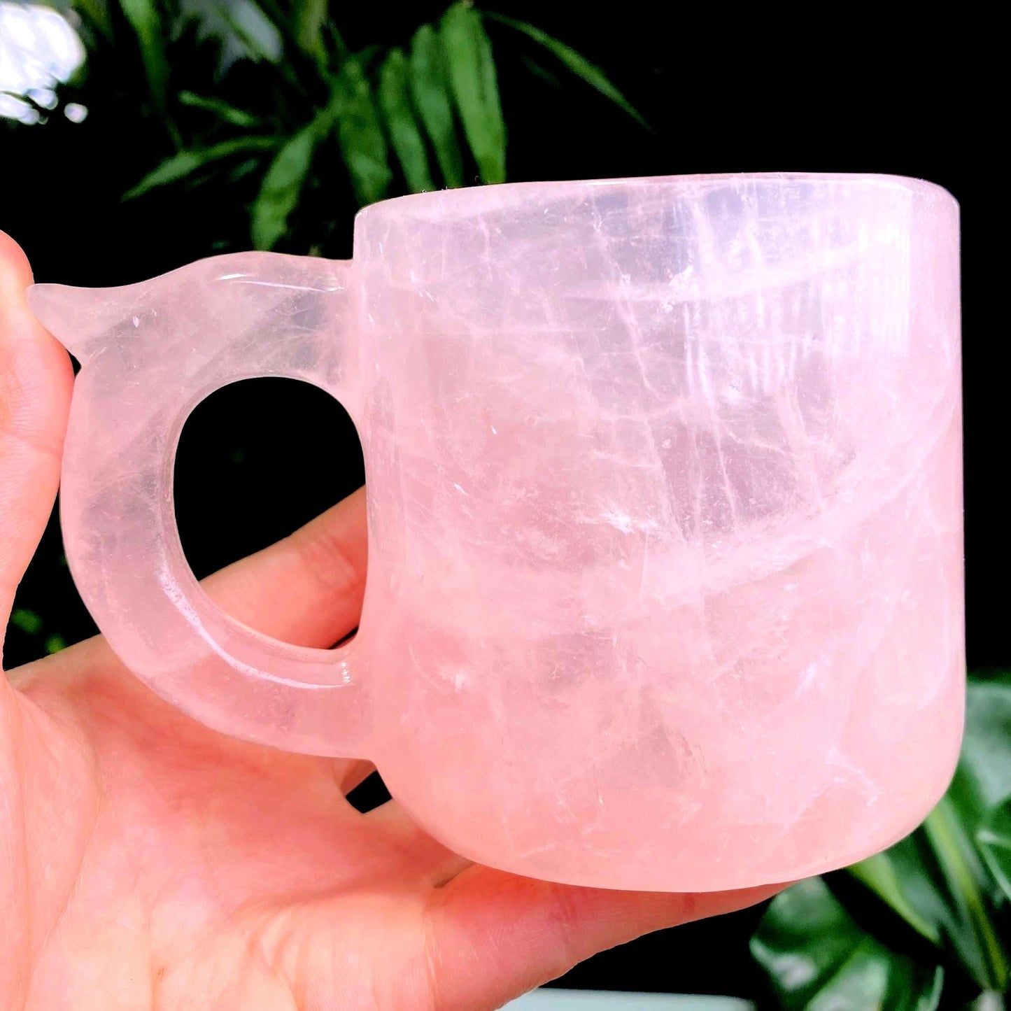 Hand-Carved Rose Quartz Coffee Mug | Crystal Tea Cups | Romantic Boho Drinkware for Wedding Favors, Customizable Valentine’s Gift