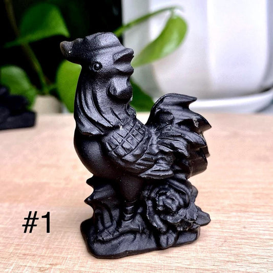 Natural Black Obsidian Animal Carving, Zodiac Ornaments, Crystal Chicken, Tiger, Monkey, Bull, Animal Sculpture, Birthday Gift, Home Decor