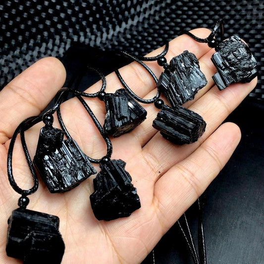 1 Pcs Natural Raw Black Tourmaline Pendant, Healing Raw Gemstone Necklace, Protection Stone, Absorbs Negativity, Birthday Gift