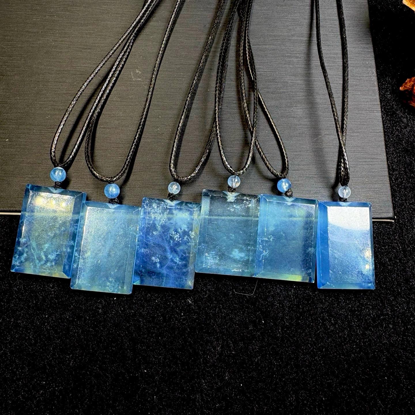Clear Aquamarine Pendant Necklace, S925 Sterling Silver, Healing Crystal