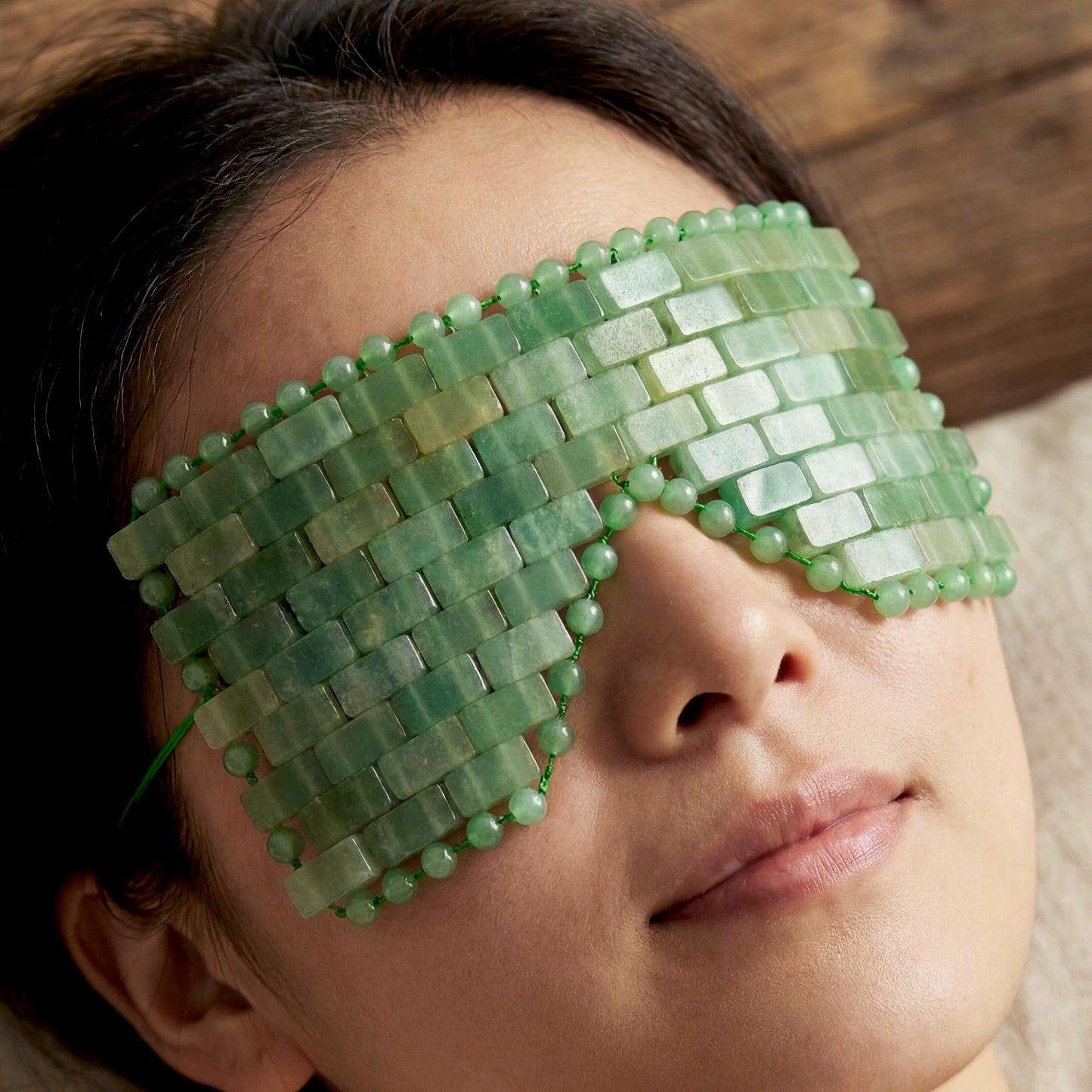 Natural Jade Stone Eye Mask, Cooling Gemstone Sleep Mask, Weighted Healing Crystal Mask, Sustainable Sleep Blindfold, Self Care Gift