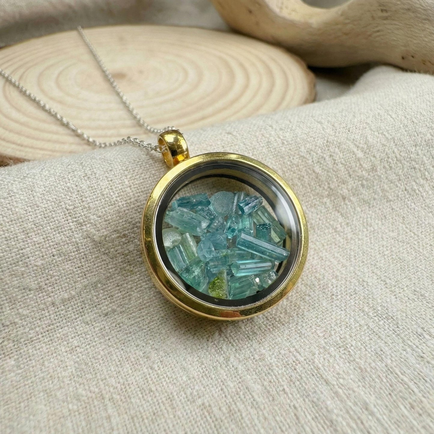 Natural Indicolite Tourmaline Pendant, Rare Blue Crystal Necklace 925 Sterling Silver, Raw Teal Gemstone Jewelry October Birthstone Gift