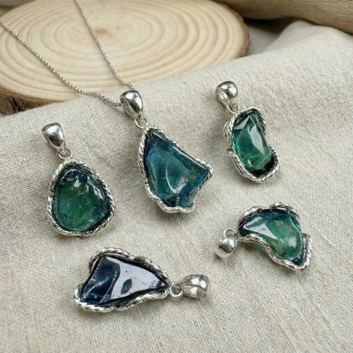 Natural Indicolite Tourmaline Pendant, Rare Blue Crystal Necklace 925 Sterling Silver, Raw Teal Gemstone Jewelry October Birthstone Gift