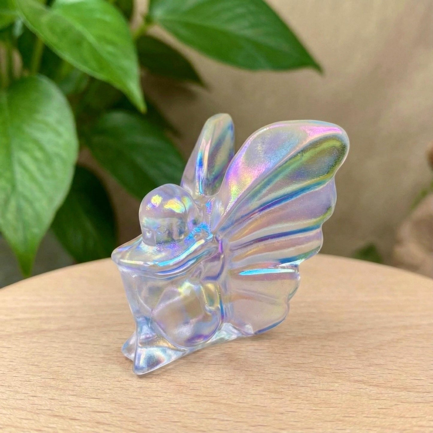 Iridescent Aura Quartz Carvings, Crystal Angel, Fairy, and Animals, Rainbow Meditation Stone Figurine, Meaningful Gift for Crystal Lover