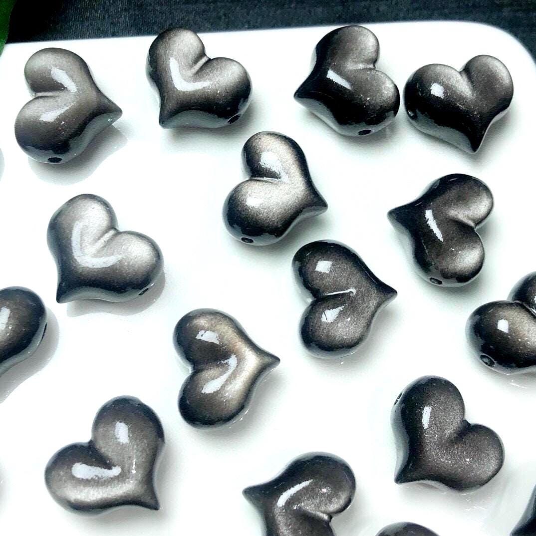 Golden Obsidian Heart, Natural Carved Crystal, Energy Stone (18x18mm),Gift for Mom
