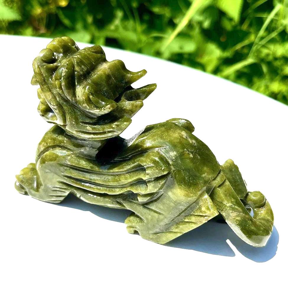 Fengshui Green Jade Kylin Carving, Crystal Kylin Statue, Crystal Kylin Gift, Birthday Gift, Reiki Crystal, Crystal Kylin Home Decoration