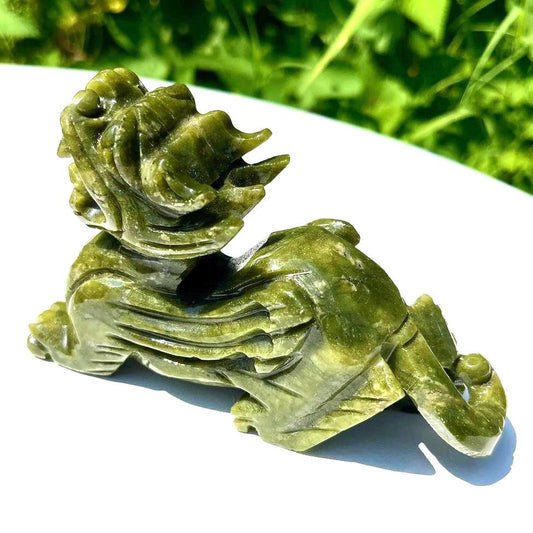Fengshui Green Jade Kylin Carving, Crystal Kylin Statue, Crystal Kylin Gift, Birthday Gift, Reiki Crystal, Crystal Kylin Home Decoration