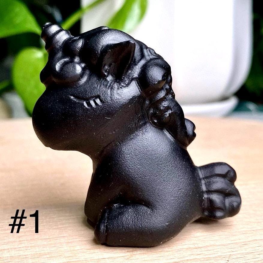 Natural Black Obsidian Carving, Crystal Unicorn Ornament, Crystal Unicorn Pegasus, Crystal Decoration, Birthday Gift, Christmas Home Decor