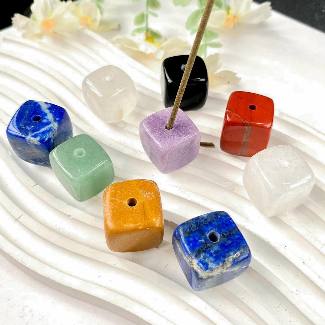 Mixed Crystal Cube Incense Holder, Gemstone Meditation Decor