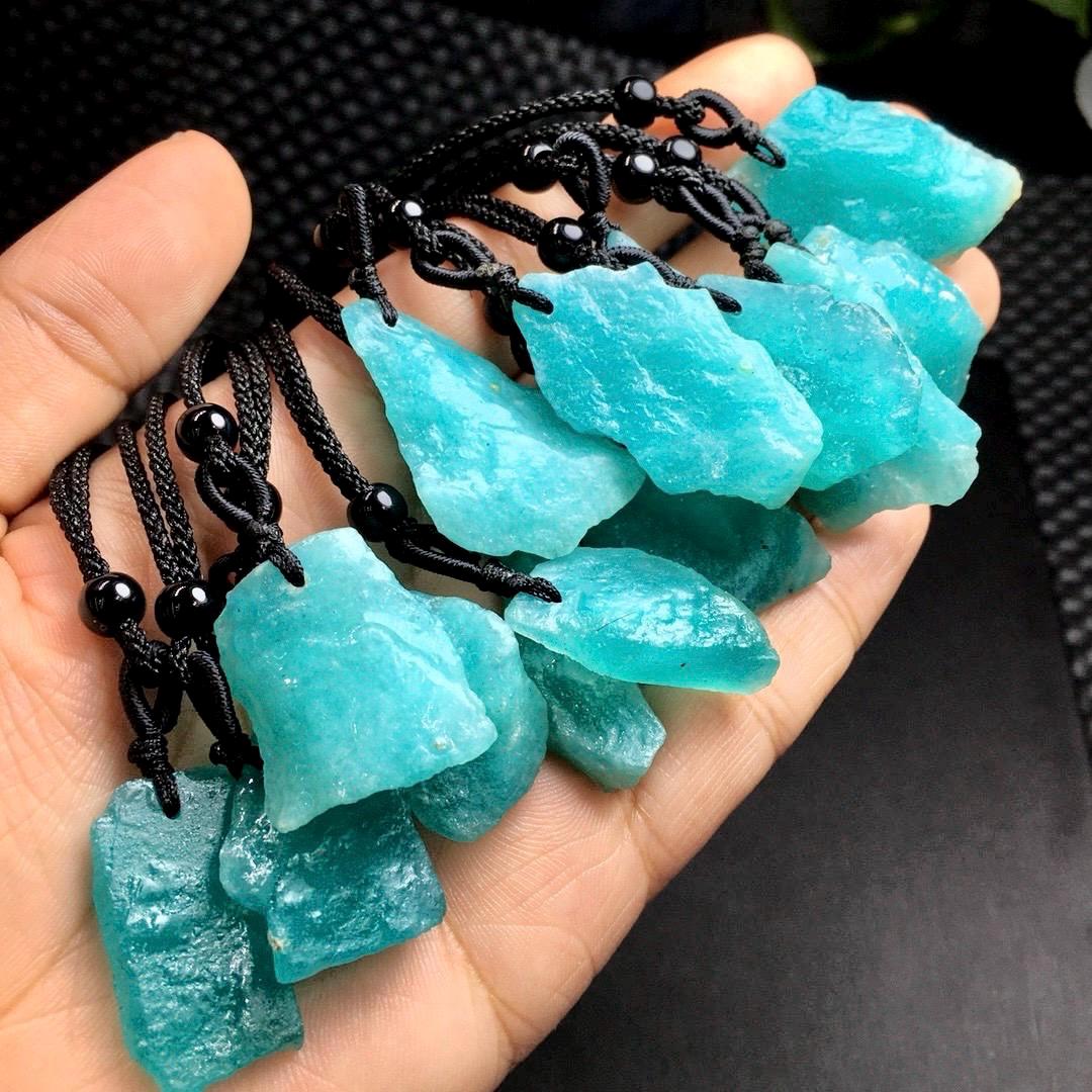 1 Pcs Natural Raw Amazonite Pendant, Healing Raw Crystal Necklace, Throat Chakra Crystal, Balance and Communication Stone, Birthday Gift