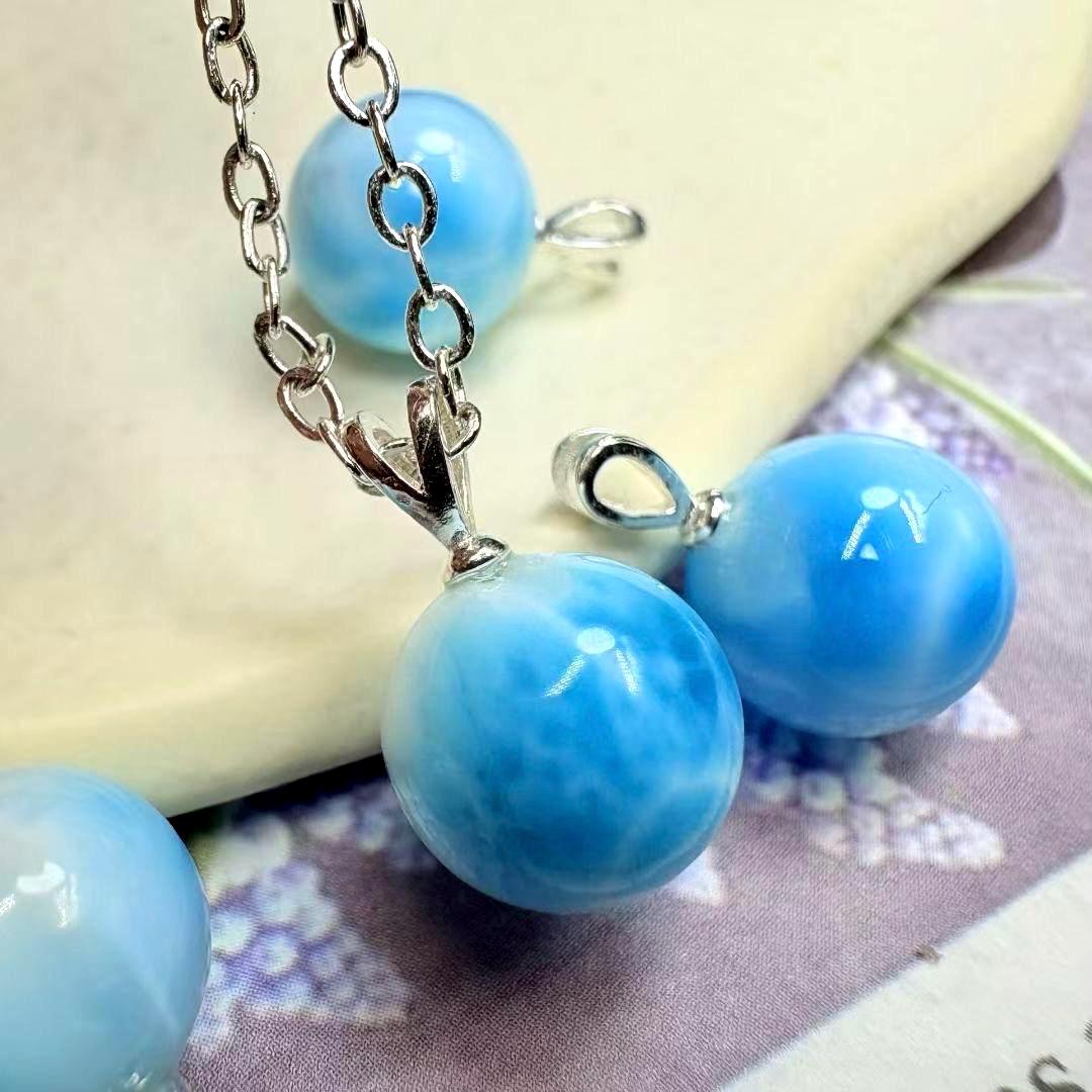 Handmade Sterling Silver Larimar Pendant, Ocean Stone Necklace