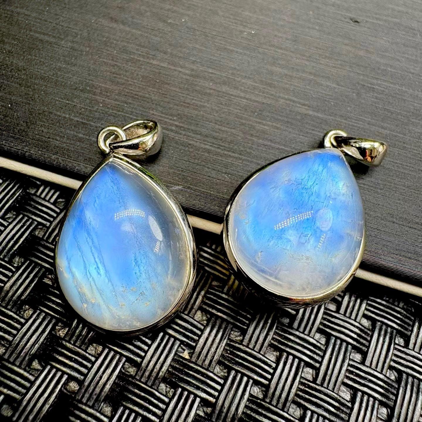 Blue Flash Moonstone Heart Pendant, S925 Sterling Silver Heart Pendant, Crystal Heart Necklace, Handmade Jewelry Necklace, Birthday Gift