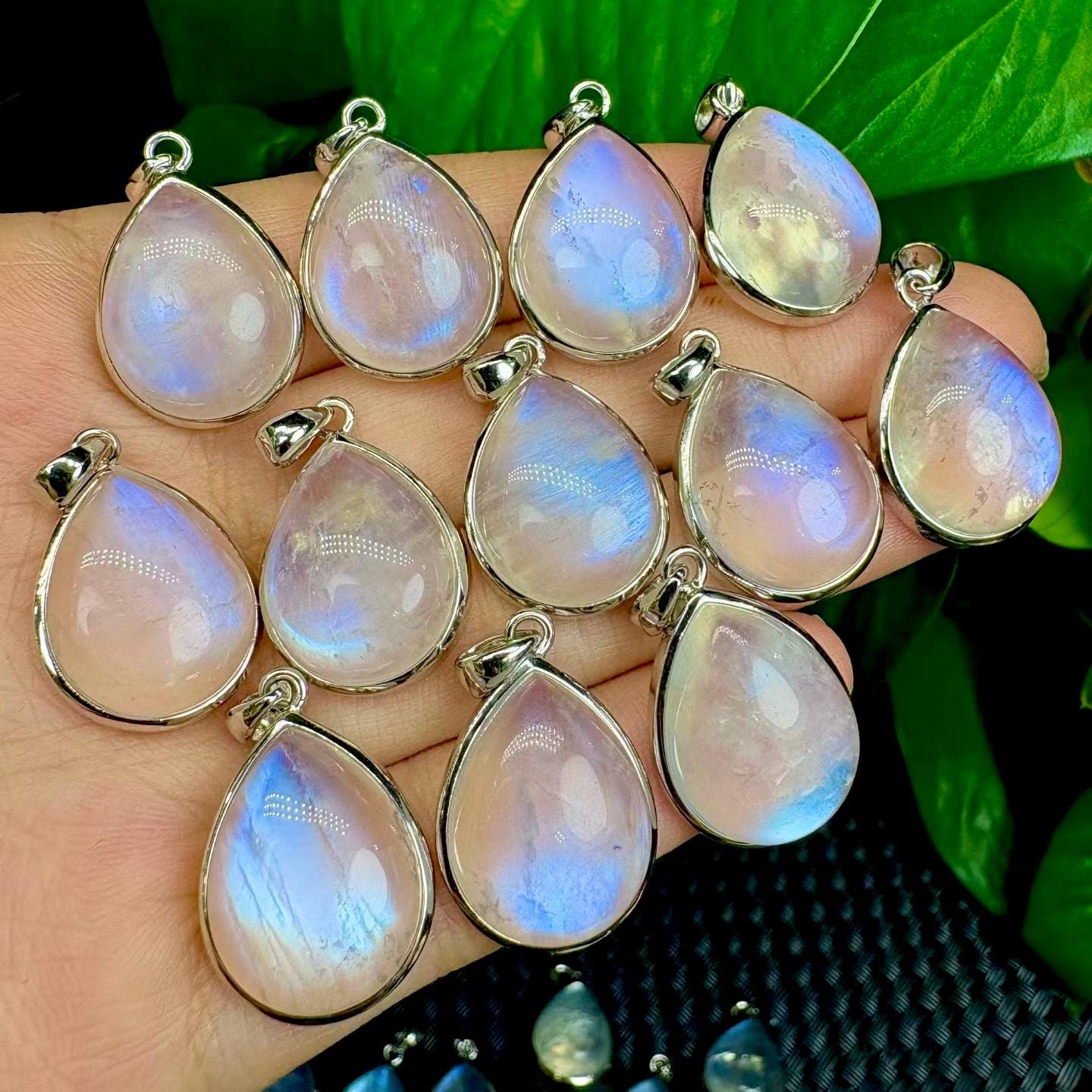 Blue Flash Moonstone Heart Pendant, S925 Sterling Silver Heart Pendant, Crystal Heart Necklace, Handmade Jewelry Necklace, Birthday Gift