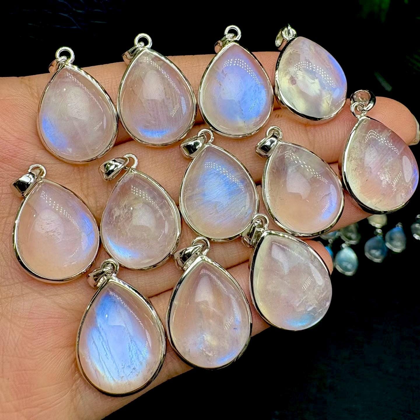 Blue Flash Moonstone Heart Pendant, S925 Sterling Silver Heart Pendant, Crystal Heart Necklace, Handmade Jewelry Necklace, Birthday Gift