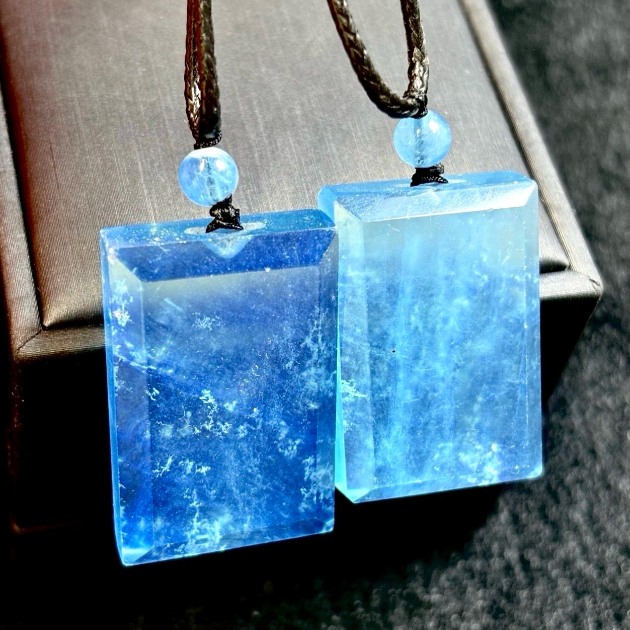 Clear Aquamarine Pendant Necklace, S925 Sterling Silver, Healing Crystal