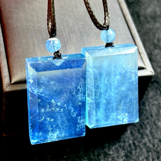 Clear Aquamarine Pendant Necklace, S925 Sterling Silver, Healing Crystal