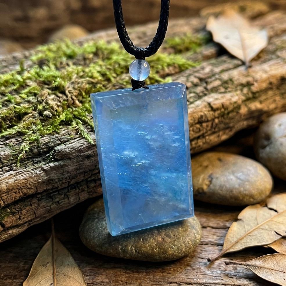 1Pcs Natural Aquamarine Pendant, Throat Chakra Necklace, March Birthday Stone, Courage Healing Crystal Gift,Gift for Mom