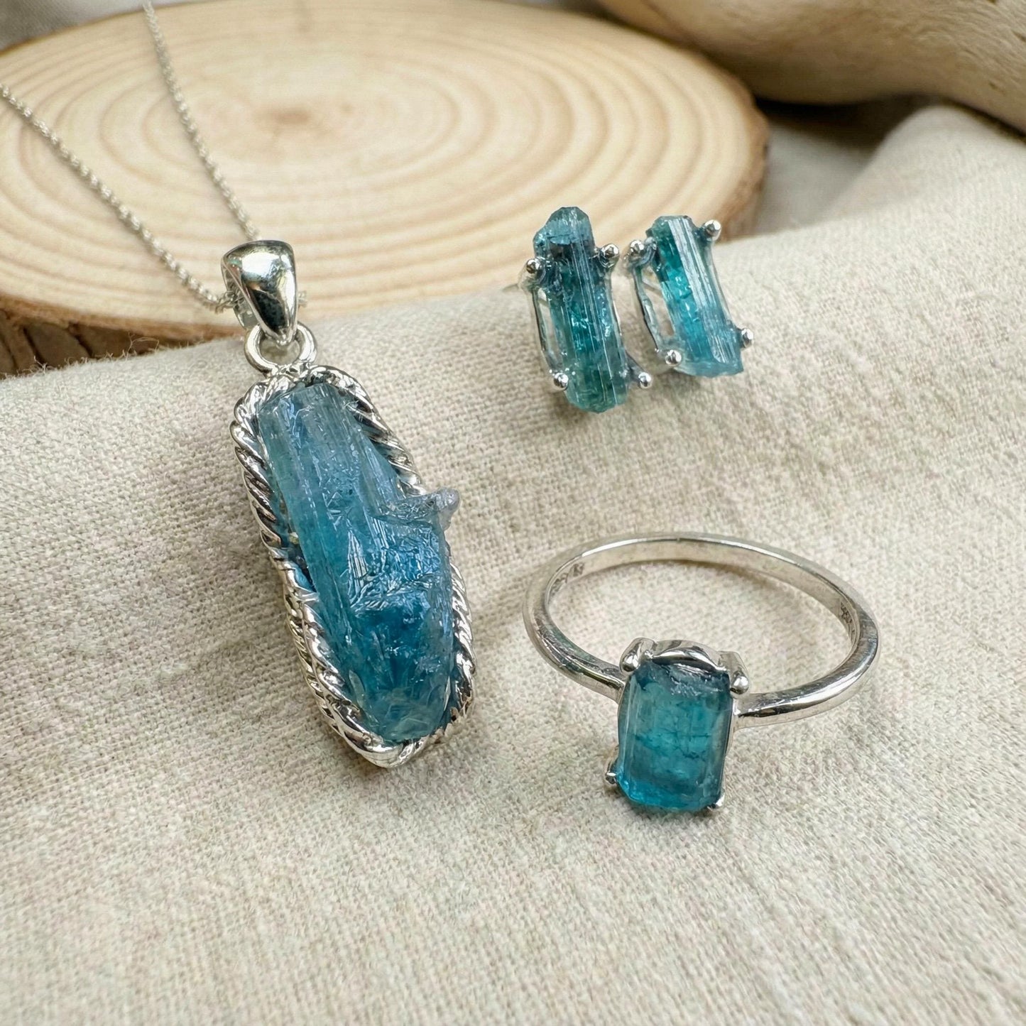 Natural Indicolite Tourmaline Pendant, Rare Blue Crystal Necklace 925 Sterling Silver, Raw Teal Gemstone Jewelry October Birthstone Gift