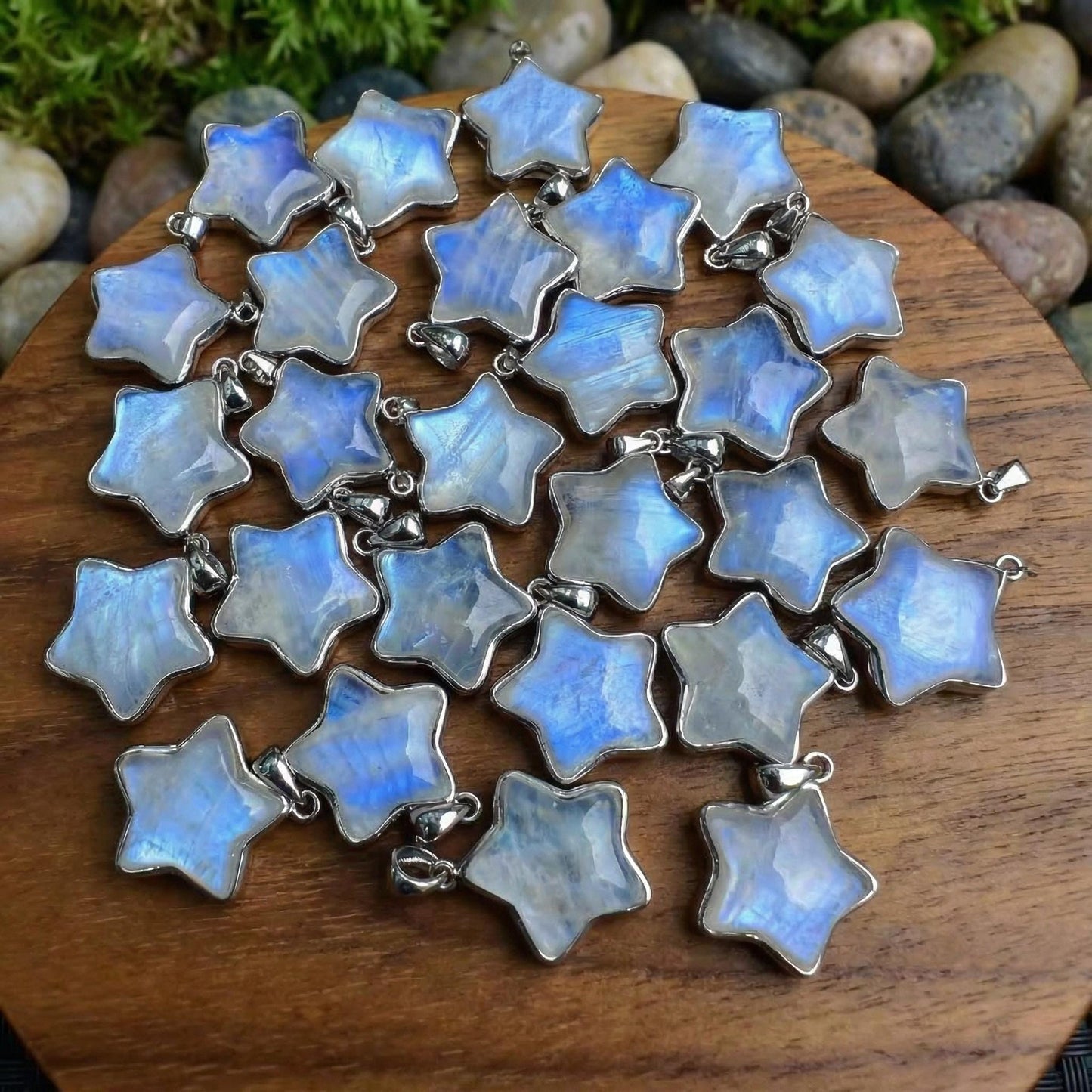 925 Sterling Silver Moonstone Necklace, Star Moon Heart Teardrop Pendant, June Birthstone Crystal Jewelry, Celestial Gift for Her