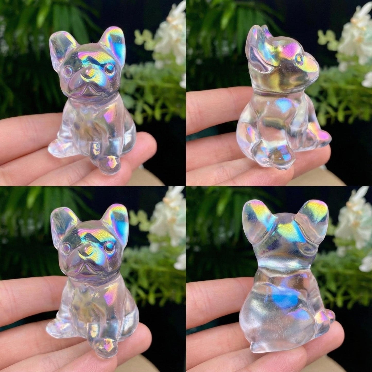 Iridescent Aura Quartz Carvings, Crystal Angel, Fairy, and Animals, Rainbow Meditation Stone Figurine, Meaningful Gift for Crystal Lover