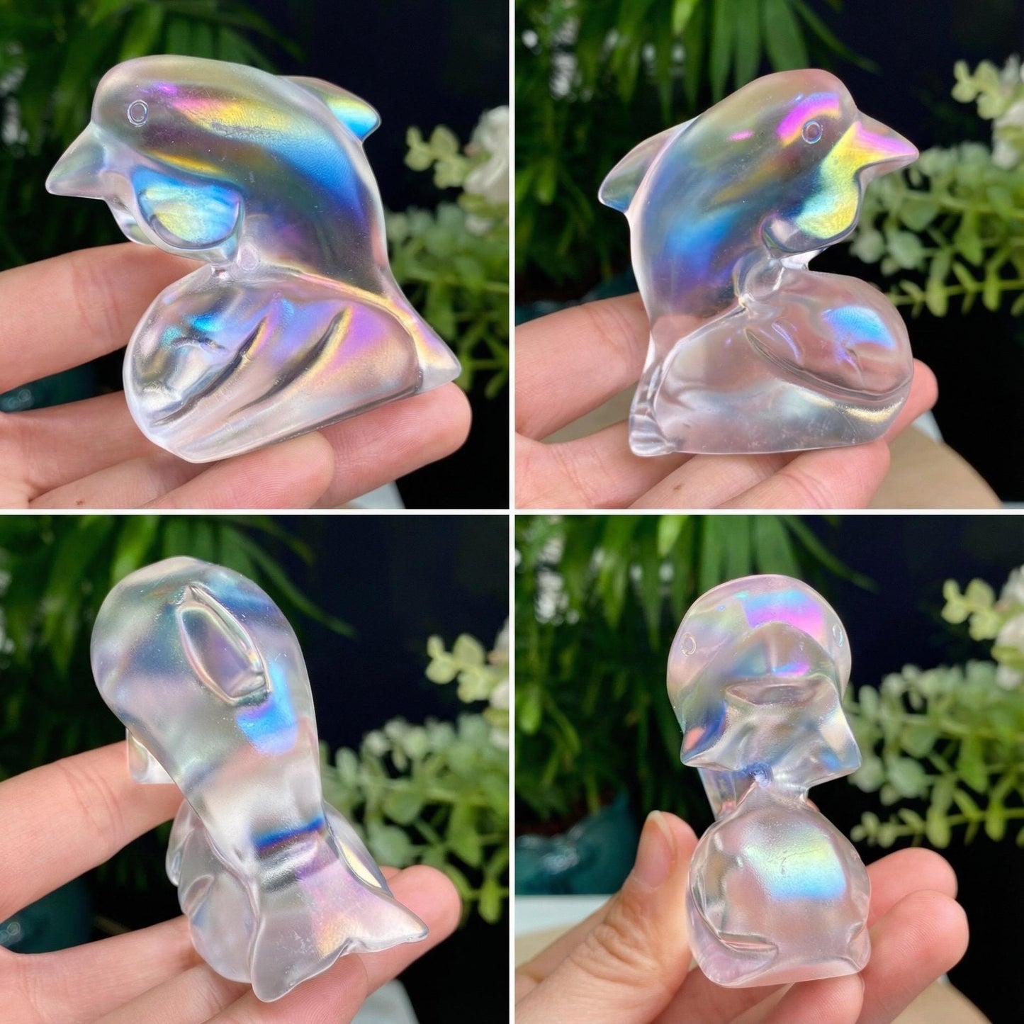 Iridescent Aura Quartz Carvings, Crystal Angel, Fairy, and Animals, Rainbow Meditation Stone Figurine, Meaningful Gift for Crystal Lover