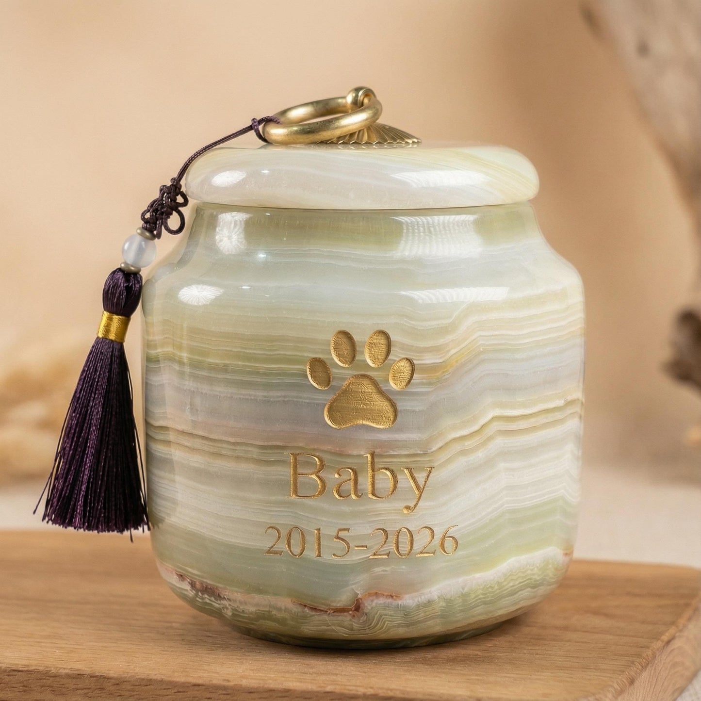 Personalized Memorial Jade Urn for Pets, Cremation Urn, Engraved Keepsake Urn, Pet Memorial, Pet Sympathy Gift