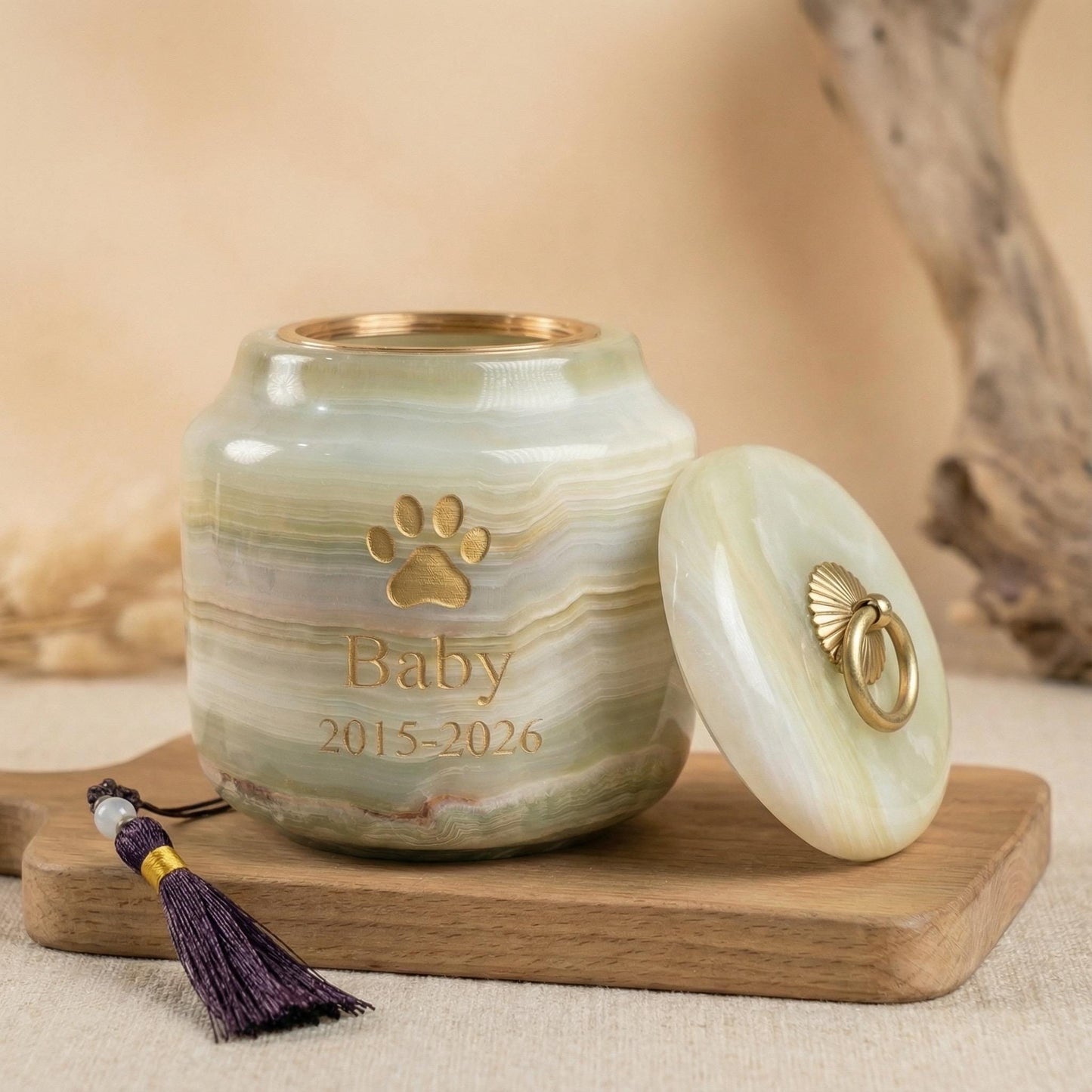 Personalized Memorial Jade Urn for Pets, Cremation Urn, Engraved Keepsake Urn, Pet Memorial, Pet Sympathy Gift