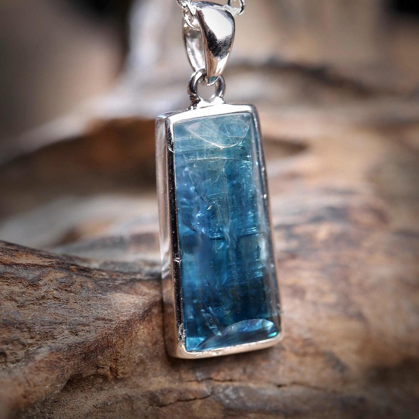Natural Blue Kyanite Necklace, S925 Sterling Silver Zen Pendant, Healing Crystal Jewelry for Her, Minimalist Gemstone, Unique Gift