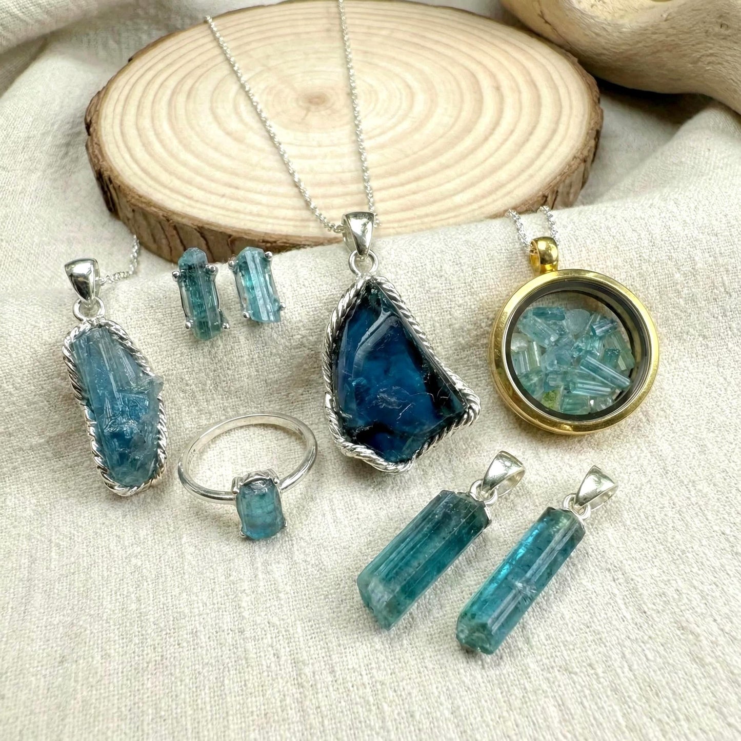 Natural Indicolite Tourmaline Pendant, Rare Blue Crystal Necklace 925 Sterling Silver, Raw Teal Gemstone Jewelry October Birthstone Gift