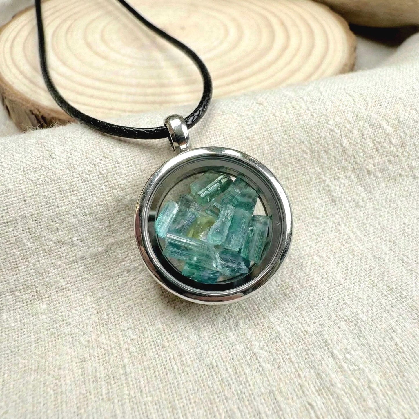 Natural Indicolite Tourmaline Pendant, Rare Blue Crystal Necklace 925 Sterling Silver, Raw Teal Gemstone Jewelry October Birthstone Gift