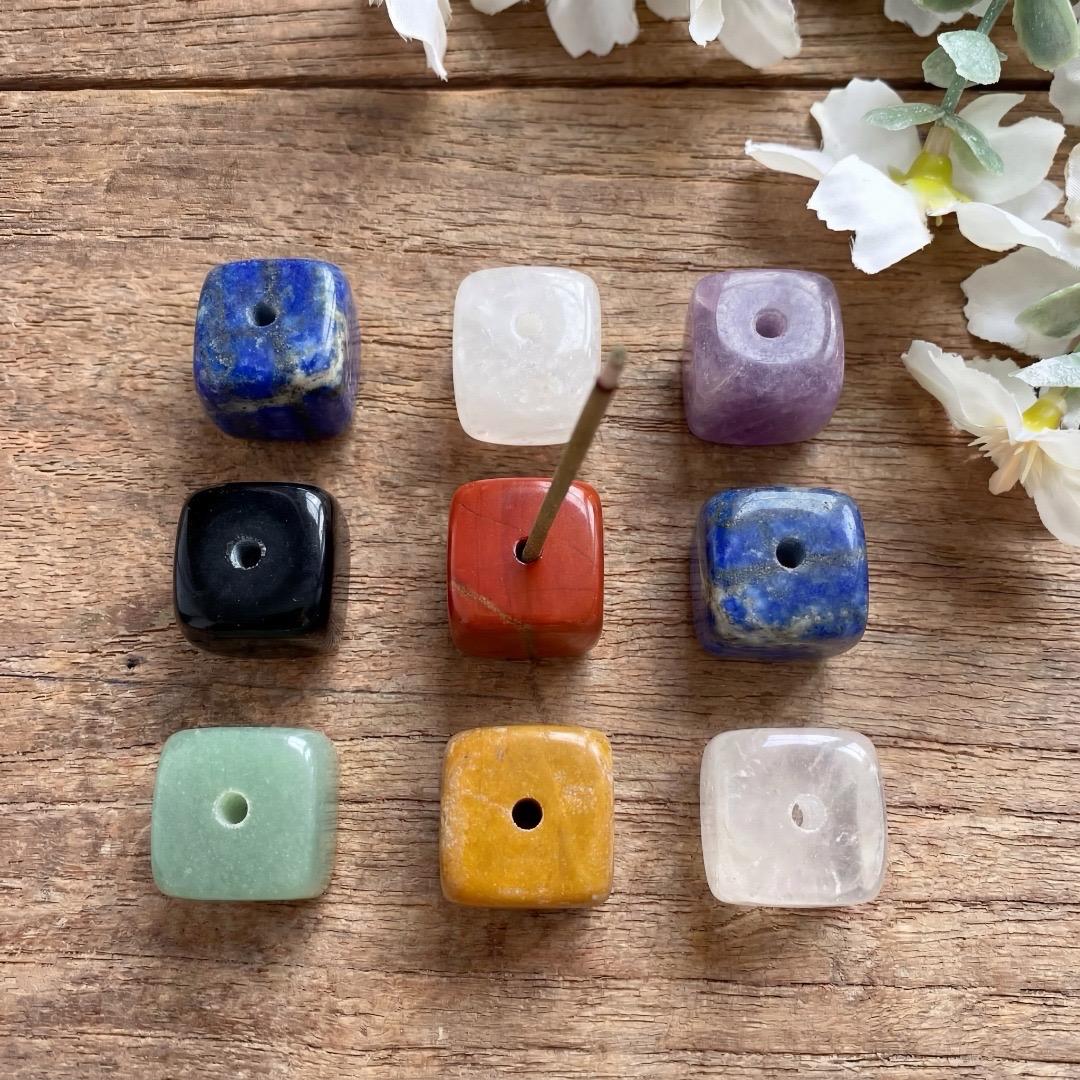 Mixed Crystal Cube Incense Holder, Gemstone Meditation Decor