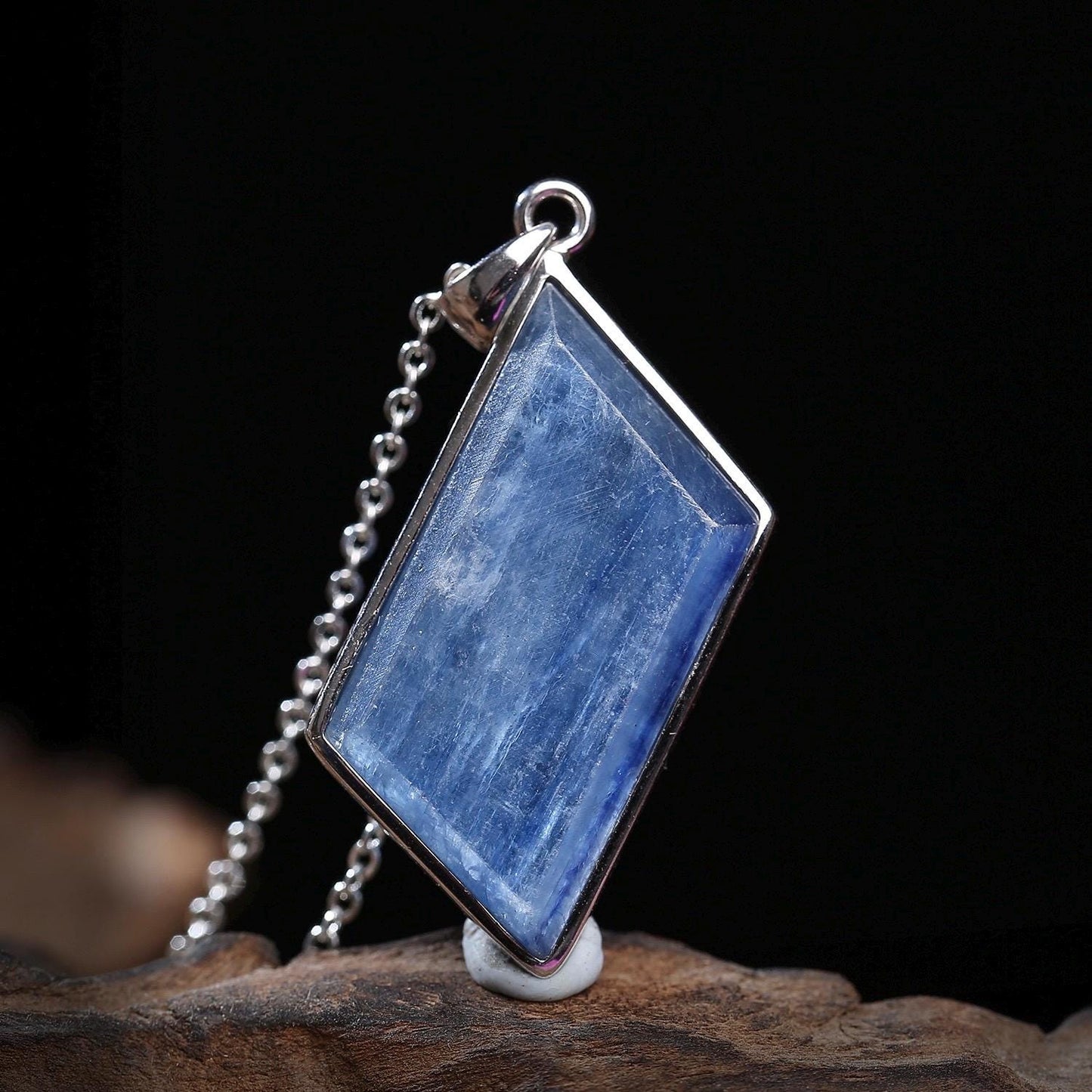 Natural Blue Kyanite Necklace, S925 Sterling Silver Zen Pendant, Healing Crystal Jewelry for Her, Minimalist Gemstone, Unique Gift