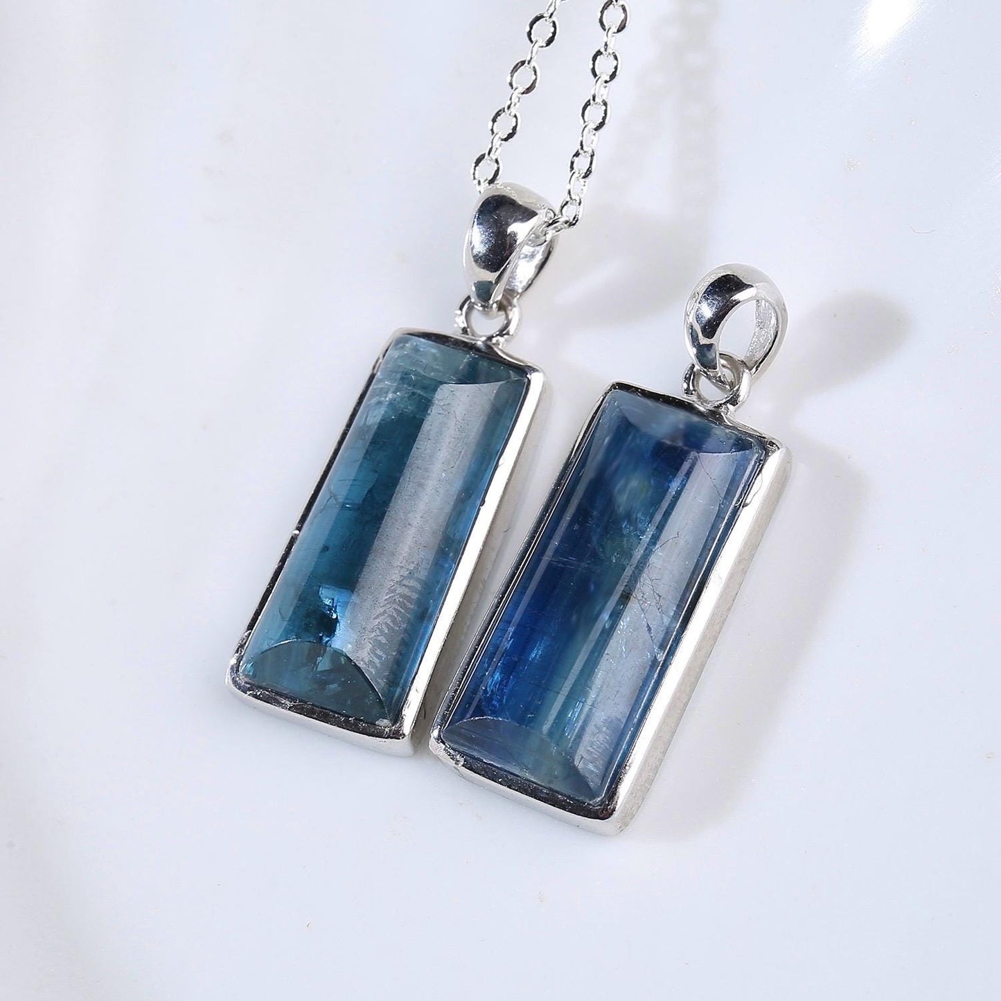 Natural Blue Kyanite Necklace, S925 Sterling Silver Zen Pendant, Healing Crystal Jewelry for Her, Minimalist Gemstone, Unique Gift