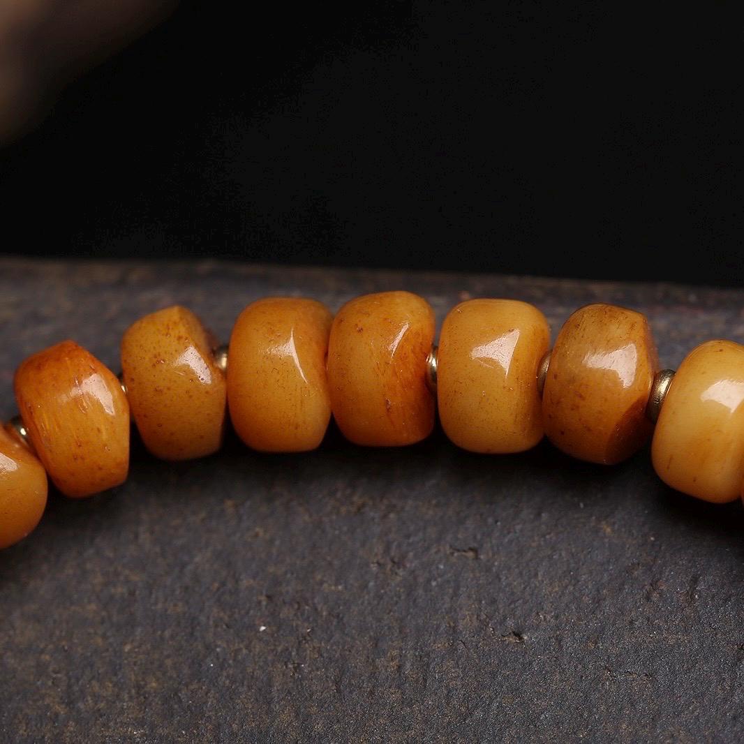 108 Tablet Bead Mala Bracelet, Polished Meditation Prayer Beads, Buddhist Style Jewelry