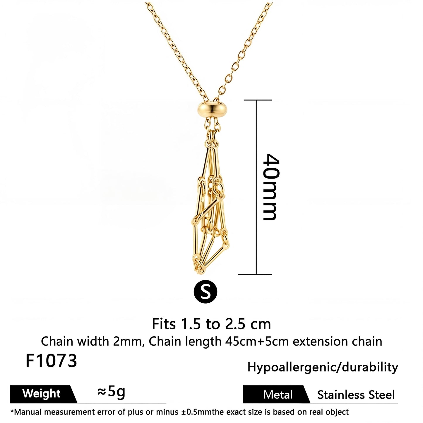 Stainless Steel Cage Necklace Holder, Adjustable Mesh Raw Stone Holder, Minimalist Boho Necklace for Crystal, DIY Stone Jewelry Gift