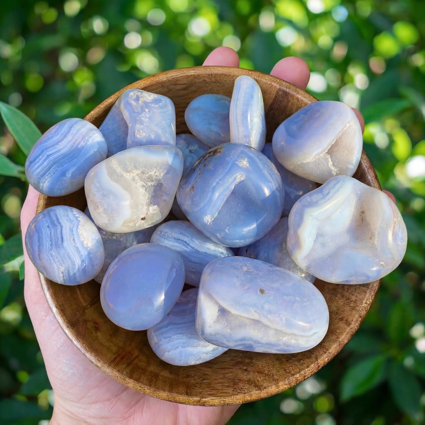 Blue Lace Agate Tumbled Stone, Polished Calming Crystal, 20-30mm,Gift for Mom