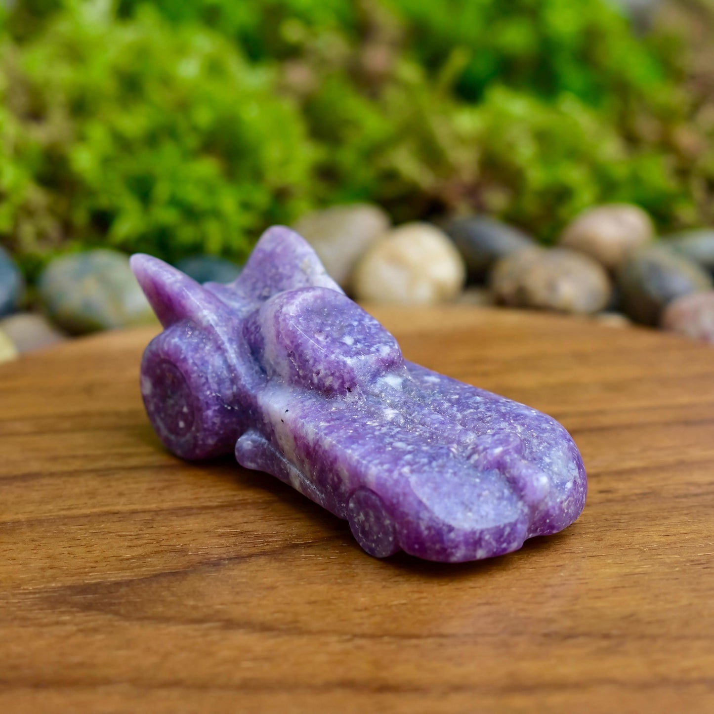 Natural Lepidolite Crystal Carved Snake Skull - Hand Carved Obsidian & Mica Statue for Reiki Healing, Spiritual Gift with UV Fluorescence
