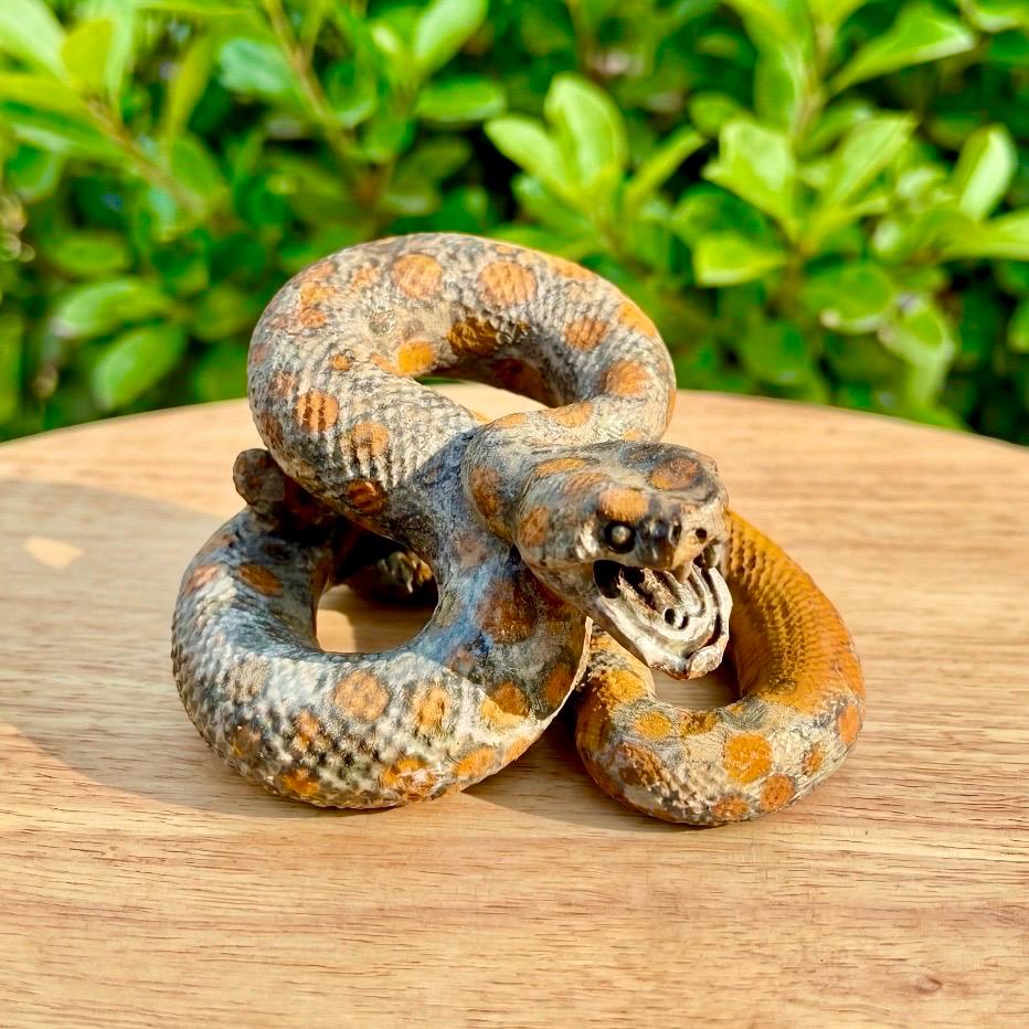 Hand Carved Jasper Snake Figurine, Natural Gemstone Serpent Sculpture, Crystal Animal Totem, Realistic Cobra Statue, Unique Desk Decor Gift
