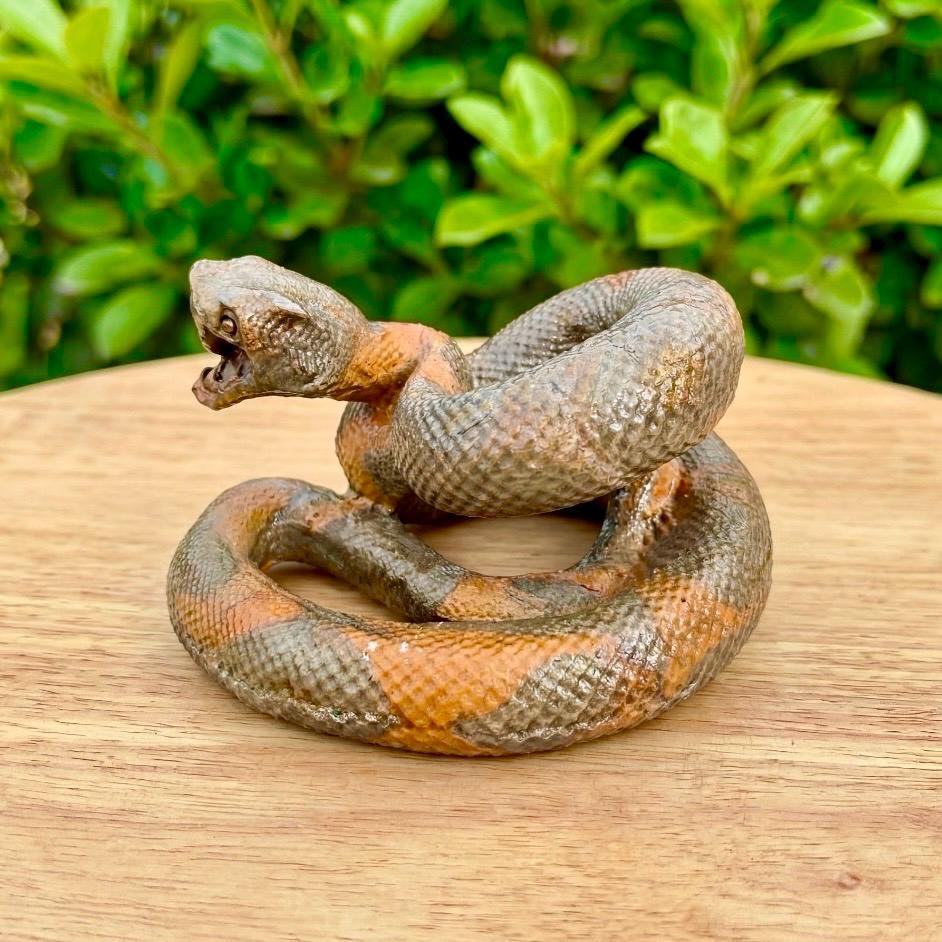 Hand Carved Jasper Snake Figurine, Natural Gemstone Serpent Sculpture, Crystal Animal Totem, Realistic Cobra Statue, Unique Desk Decor Gift