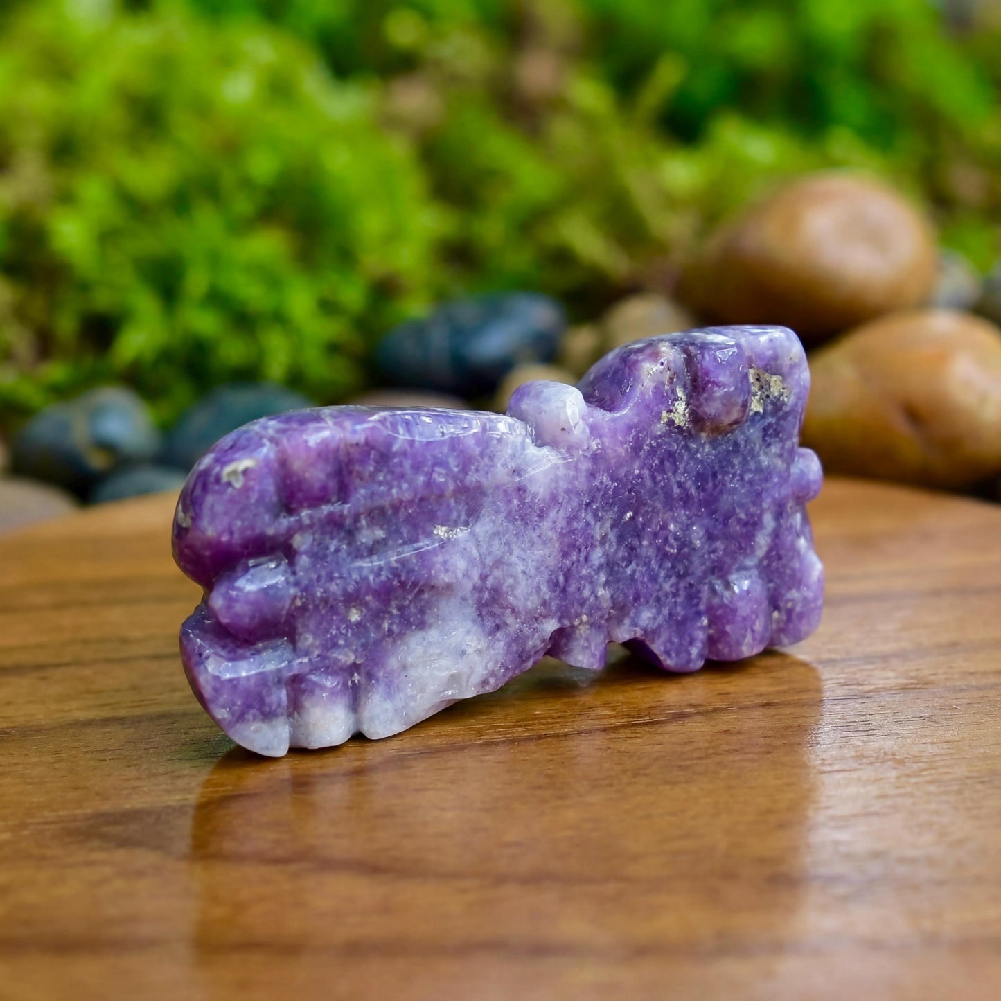 Natural Lepidolite Crystal Carved Snake Skull - Hand Carved Obsidian & Mica Statue for Reiki Healing, Spiritual Gift with UV Fluorescence