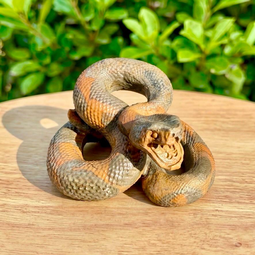 Hand Carved Jasper Snake Figurine, Natural Gemstone Serpent Sculpture, Crystal Animal Totem, Realistic Cobra Statue, Unique Desk Decor Gift