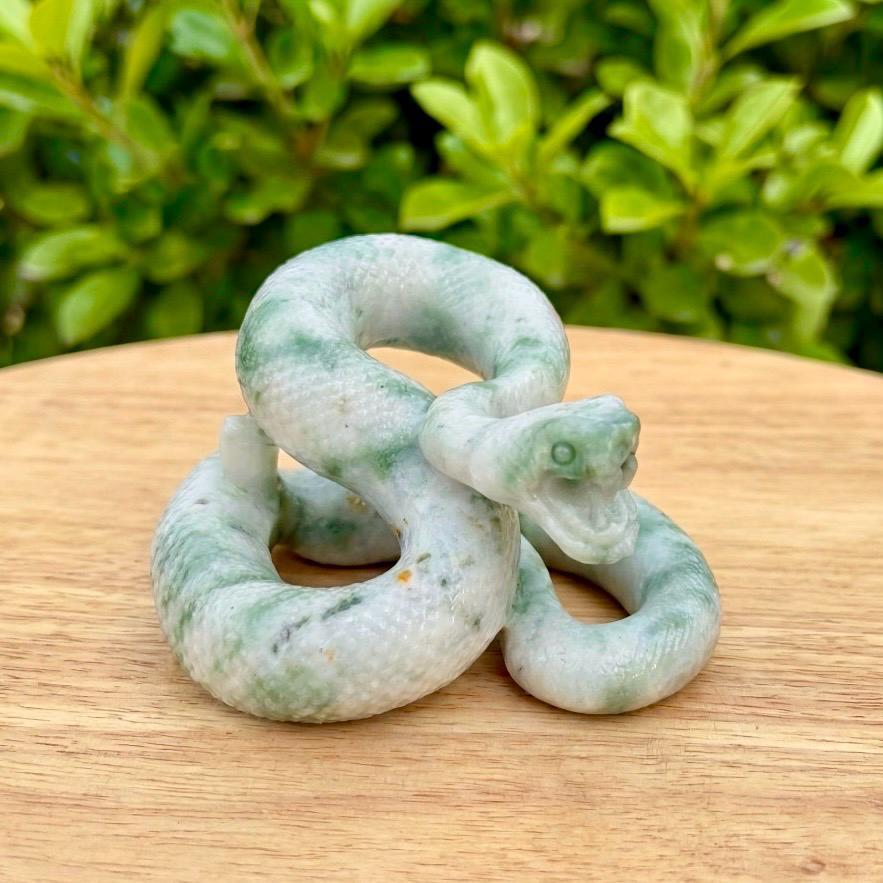Hand Carved Jasper Snake Figurine, Natural Gemstone Serpent Sculpture, Crystal Animal Totem, Realistic Cobra Statue, Unique Desk Decor Gift
