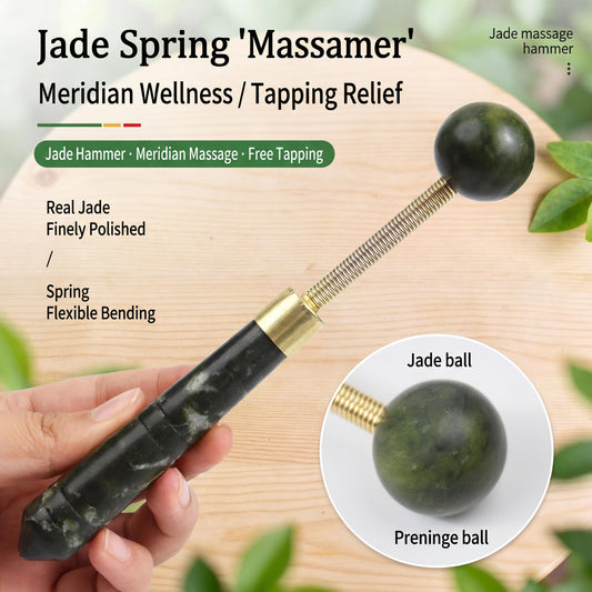 Natural Jade Spring Massage Hammer, Acupoint Massage Stick, Full Body Relax Massage Tool, Gua Sha Tapping Hammer, Gift For Her