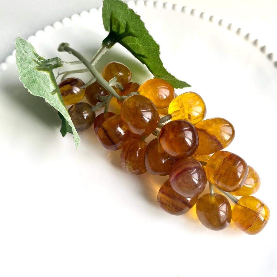 Fluorite Grape Cluster Carving, Natural Purple Green Crystal Sculpture, Hand Carved Gemstone Decor, Luxury Fluorite Art Gift, Home Display