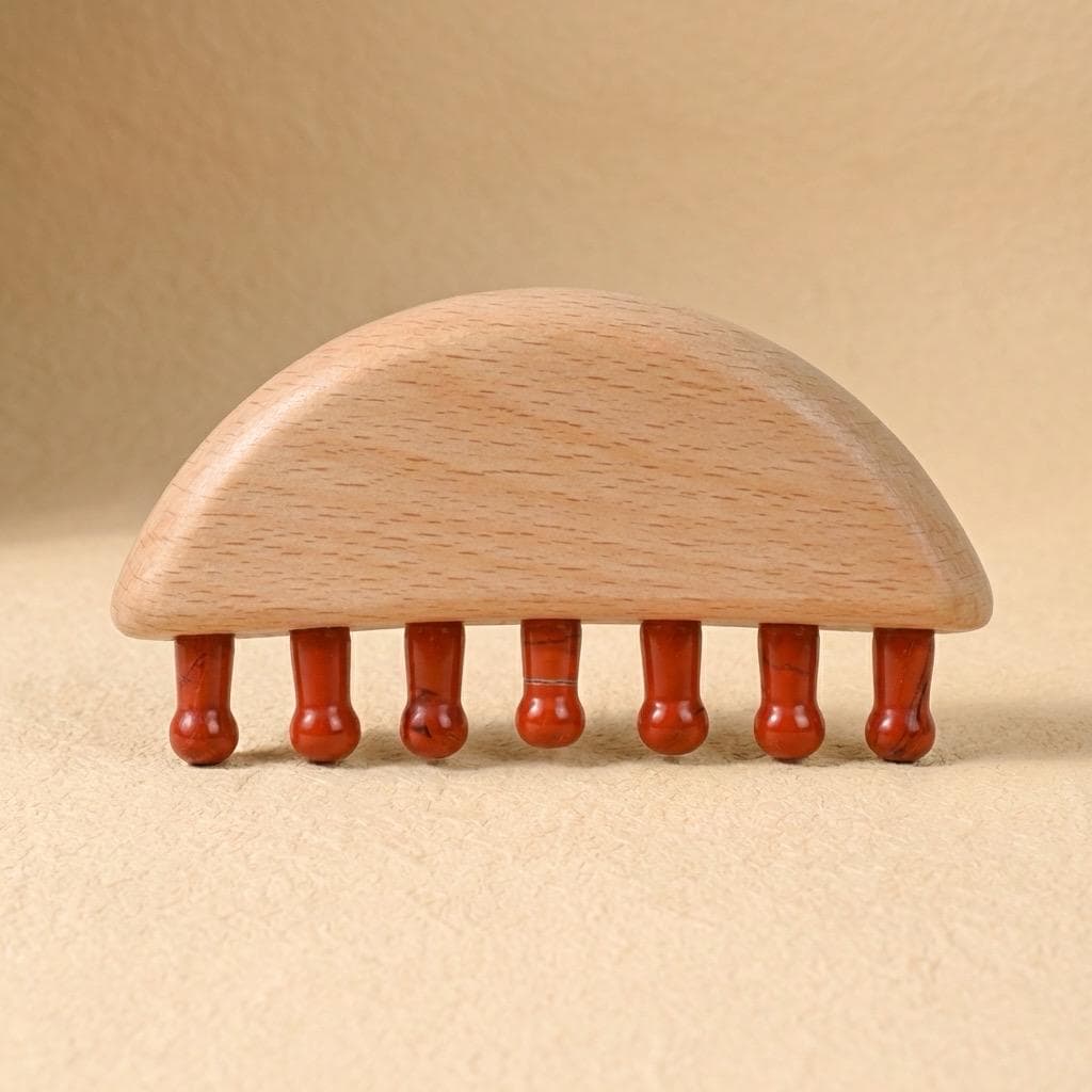 Personalized Natural Crystal Scalp Massager Comb, Wooden Handle Head Massage Tool, Pocket Comb for Stress Relief, Bridesmaid Self Care Gift