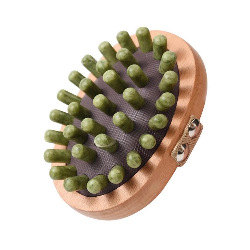 Natrual Jade & Beechwood Scalp Massager Comb, Xiuyu Jade Hair Brush, Jade Comb for Relaxation Stress Relief Tool, Bridesmaid Gift