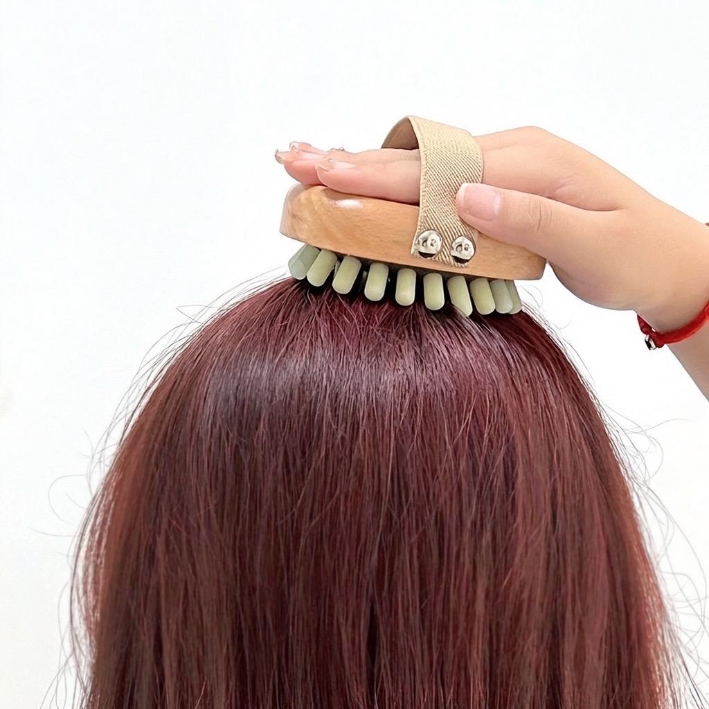 Natrual Jade & Beechwood Scalp Massager Comb, Xiuyu Jade Hair Brush, Jade Comb for Relaxation Stress Relief Tool, Bridesmaid Gift