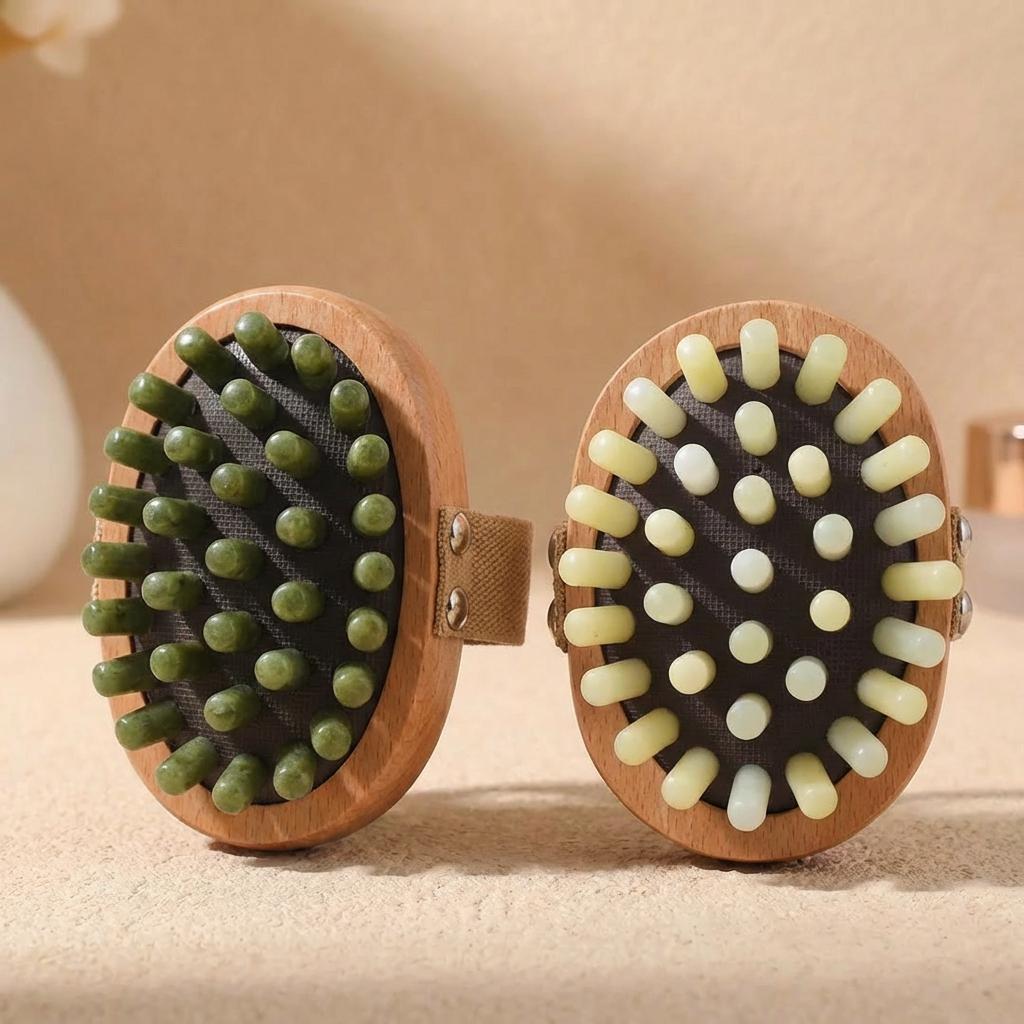Natrual Jade & Beechwood Scalp Massager Comb, Xiuyu Jade Hair Brush, Jade Comb for Relaxation Stress Relief Tool, Bridesmaid Gift