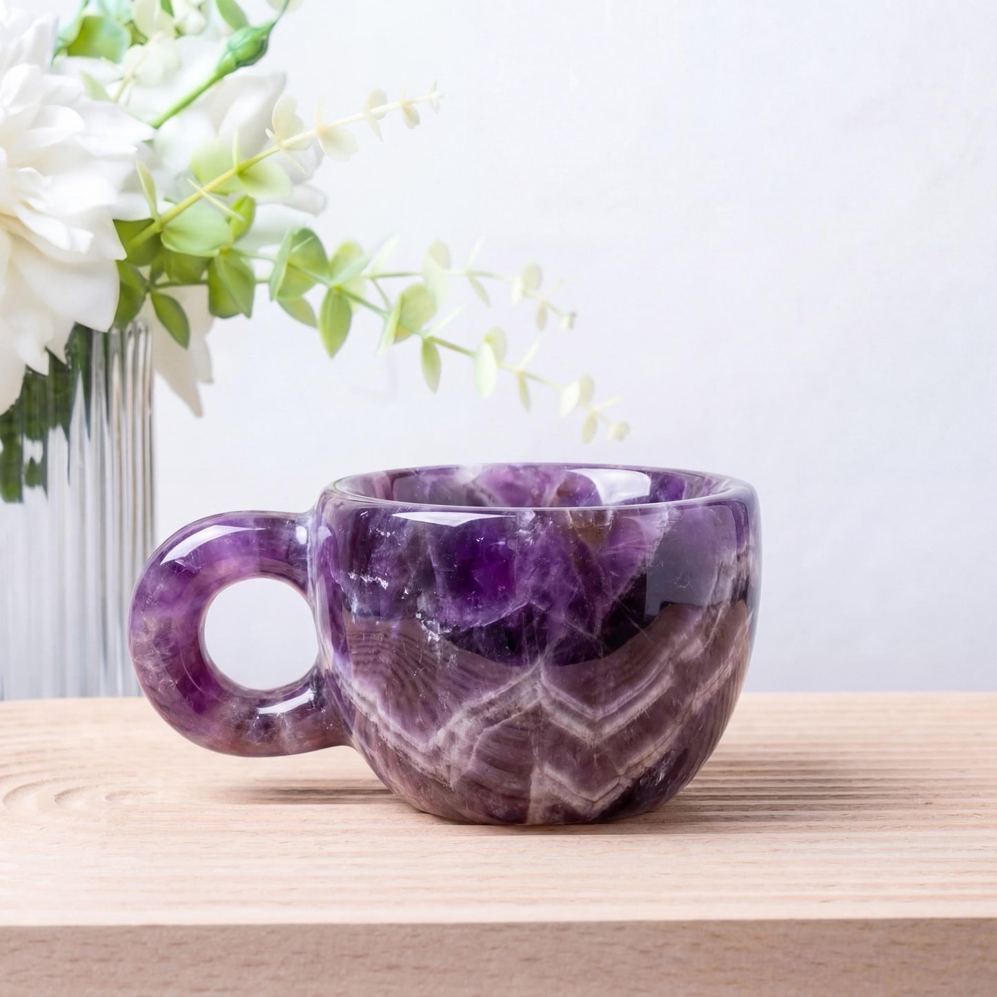 Natural Crystal Tea Cup, Small Gemstone Coffee Mug,  Custom Engraved Water Cup,  Birthday Gift for Her