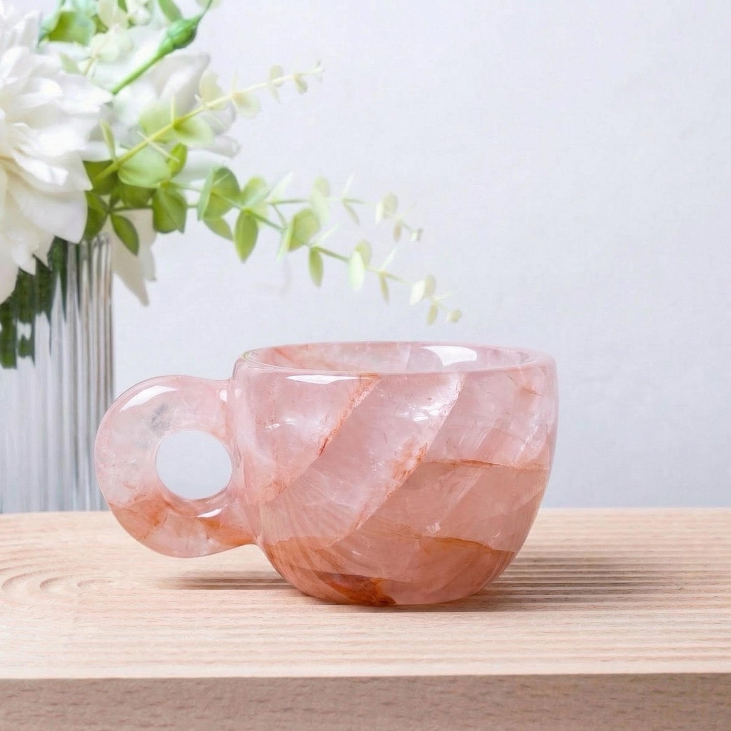 Natural Crystal Tea Cup, Small Gemstone Coffee Mug,  Custom Engraved Water Cup,  Birthday Gift for Her